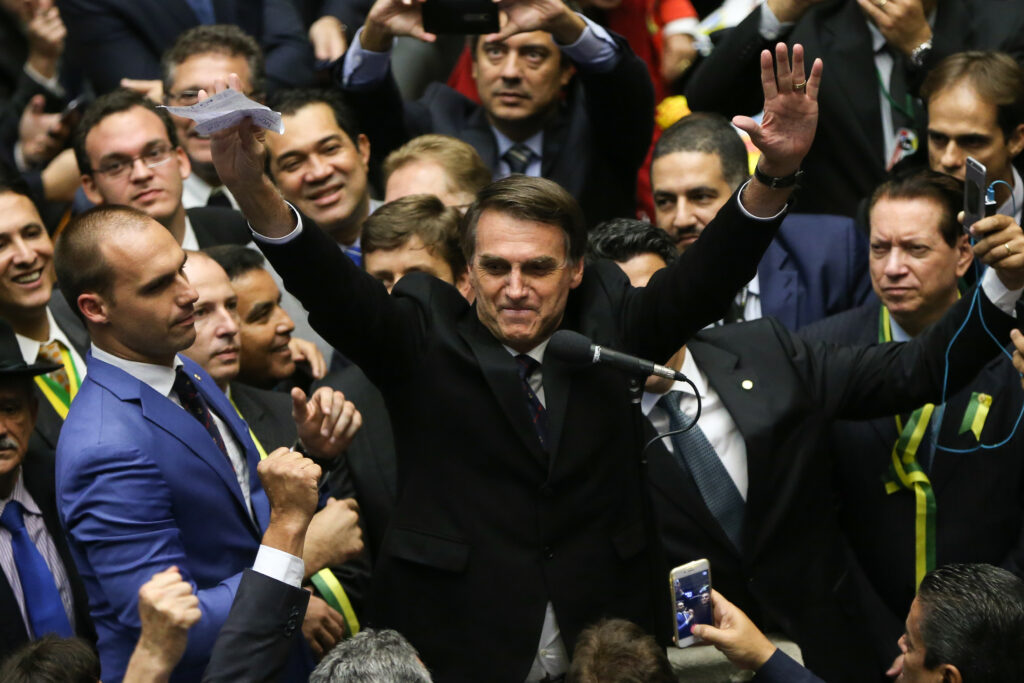 O deputado Jair Bolsonaro no dia da votação da admissibilidade do processo de impeachment da [presidenta] Dilma Rousseff